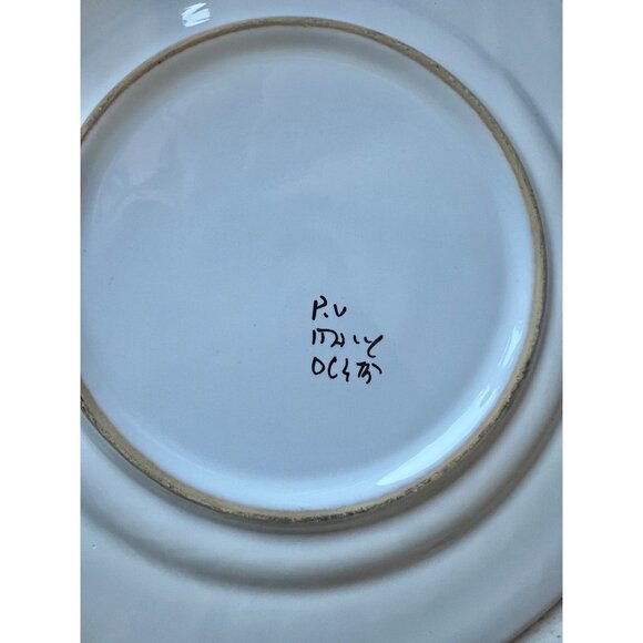 Deruta Hand-Painted Ceramic Orvieto Singing Rooster Plate Italy 10" D Red White - Picture 5 of 7